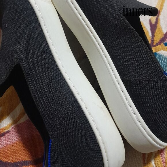 (FLAW) Rothy's black slip on sneakers size 8.5 black off white - Picture 3 of 10